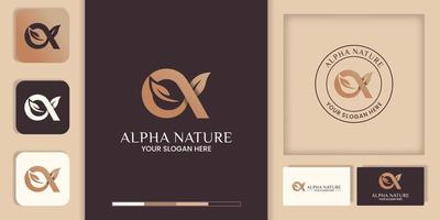 inspiration du logo alpha nature et conception de cartes de visite vecteur