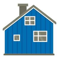 maison simple rustique européenne bleue. belle maison de plain-pied en norvège. maison typique en bois. élément d'architecture de la norvège. exemple d'architecture rurale scandinave. vecteur