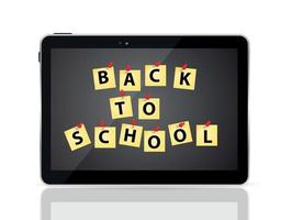 Tablet pc noir avec illustration vectorielle de retour à l'école vecteur