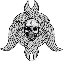 gothique signe avec crâne avec chérubin ailes, grunge ancien conception t chemises vecteur