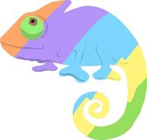 le logo de le lézard camélion est multicolore avec une tordu queue. illustration camélion personnage dans dessin animé style. vecteur