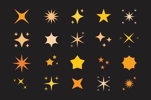 plat conception étoile icône ensemble, collection de étoiles et étoiles de différent tailles et formes. vecteur