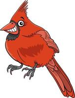 illustration de dessin animé de personnage animal oiseau cardinal rouge du nord vecteur
