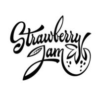 logo de calligraphie dessiné à la main de confiture de fraises vecteur