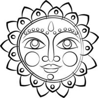 dieu surya ou soleil dans le style pinguli de l'art populaire indien. pour impression textile, logo, papier peint vecteur