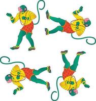 dieu du pouvoir au visage de singe, seigneur hanuman et ses serviteurs ou sevak comme on les appelle. dans le style pinguli de l'art populaire indien. pour impression textile, logo, papier peint vecteur