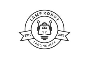 lampe robot moderne plat unique logo modèle et minimaliste robot ampoule logo modèle conception vecteur