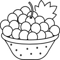 fruit panier ligne art illustration pour le coloration livre. des fruits coloration page vecteur