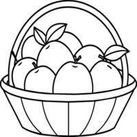 fruit panier ligne art illustration pour le coloration livre. des fruits coloration page vecteur