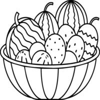 fruit panier ligne art illustration pour le coloration livre. des fruits coloration page vecteur