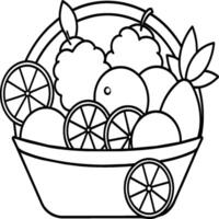 fruit panier ligne art illustration pour le coloration livre. des fruits coloration page vecteur