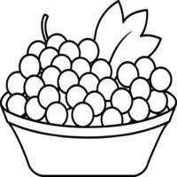 fruit panier ligne art illustration pour le coloration livre. des fruits coloration page vecteur