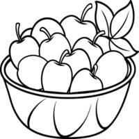 fruit panier ligne art illustration pour le coloration livre. des fruits coloration page vecteur