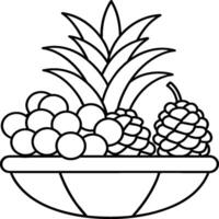 fruit panier ligne art illustration pour le coloration livre. des fruits coloration page vecteur