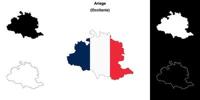 Ariège département contour carte ensemble vecteur
