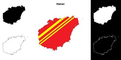hainan Province contour carte ensemble vecteur