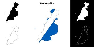 Sud ayrshire Vide contour carte ensemble vecteur