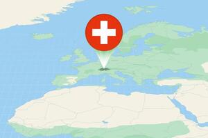 carte illustration de Suisse avec le drapeau. cartographique illustration de Suisse et voisin des pays. vecteur