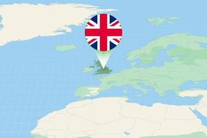 carte illustration de uni Royaume avec le drapeau. cartographique illustration de uni Royaume et voisin des pays. vecteur