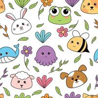 mignonne kawaii emoji animal Icônes modèle vecteur