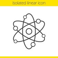 icône linéaire de la structure de l'atome. illustration de la ligne mince de la physique. symbole de contour atomique. dessin de contour isolé de vecteur