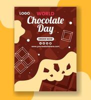 Chocolat journée verticale affiche plat dessin animé main tiré modèles Contexte illustration vecteur