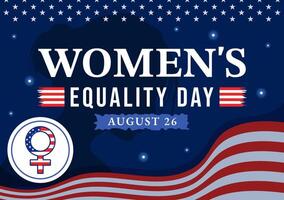illustration pour aux femmes égalité journée dans le uni États sur août 26 avec avec femmes droits histoire mois et le américain drapeau Contexte vecteur