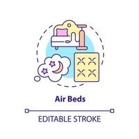 icône de concept de lits d'air. matériel de matelas commun idée abstraite fine ligne illustration. lit gonflable pour le camping et la maison. régler les chambres à air. dessin de couleur de contour isolé de vecteur. trait modifiable vecteur