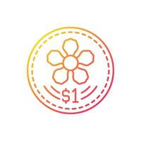 icône de vecteur linéaire dégradé de conception de pièces de monnaie. dollar de singapour. représentation de la fleur nationale. conception d'orchidée au centre. symbole de couleur de ligne mince. pictogramme de style moderne. dessin de contour isolé de vecteur