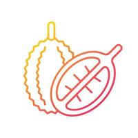 icône de vecteur linéaire dégradé durian. fruits aigre-doux à singapour. fruit au parfum puissant. mao shan wang. symbole de couleur de ligne mince. pictogramme de style moderne. dessin de contour isolé de vecteur