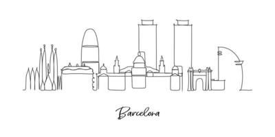 horizon historique de barcelone espagne - dessin continu d'une ligne vecteur