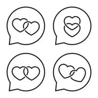deux cœur icône sur discours bulles doubler. double l'amour concept vecteur