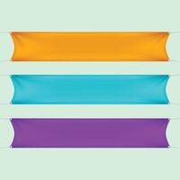 orange, turquoise et violet Vide vide horizontal rectangulaire bannières ensemble avec coins Cordes. vecteur