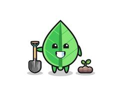 dessin animé mignon de feuille plante une graine d'arbre vecteur