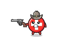 le cowboy suisse tirant avec une arme à feu vecteur