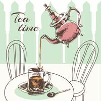 Affiche l&#39;heure du thé et de la tasse vecteur