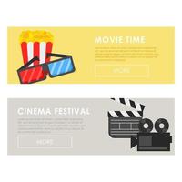 concept de cinéma et modèle d'affiche de festival avec pop-corn et équipement de cinéma vecteur