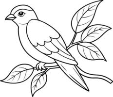 oiseau branche dessin incorporation la nature dans art vecteur