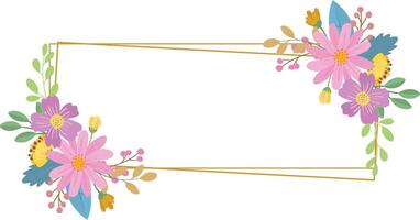 mariage Cadre. avec coloré fleur bouquet, botanique modèle pour carte, invitation vecteur