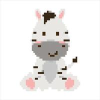 pixel art animaux Icônes collection. 8 bit rétro style illustration ensemble de tigre, ours, Renard, hippopotame girafe, zèbre, lion, l'éléphant. meilleur pour mobile Jeu conception, décoration, autocollants. vecteur