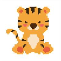 pixel art animaux Icônes collection. 8 bit rétro style illustration ensemble de tigre, ours, Renard, hippopotame girafe, zèbre, lion, l'éléphant. meilleur pour mobile Jeu conception, décoration, autocollants. vecteur