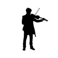 homme en jouant violon silhouette vecteur