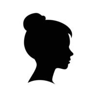 femelle avatar icône noir silhouettes isolé sur blanc Contexte vecteur