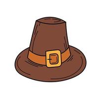 chapeau de vecteur. chapeau de pèlerin dans le style doodle pour les vacances de Thanksgiving d'automne vecteur