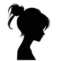 fille avatar icône noir silhouettes isolé sur blanc Contexte vecteur