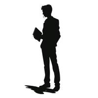 Jeune homme silhouette avec livre vecteur