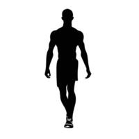 musclé homme en marchant silhouette vecteur