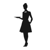 femelle serveuse silhouette en portant plateau vecteur