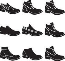 ensemble de des chaussures silhouette illustration sur blanc Contexte vecteur