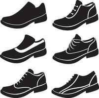 ensemble de des chaussures silhouette illustration sur blanc Contexte vecteur